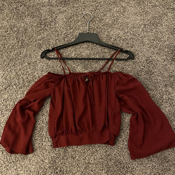 Burgundy off the shoulder top